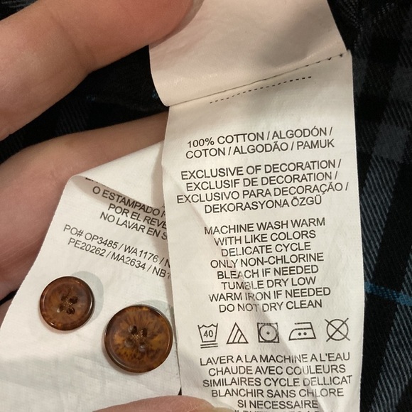 Original Penguin Black Blue Plaid Long Sleeve Fleece Button Up Shirt Large​​ - Picture 11 of 11